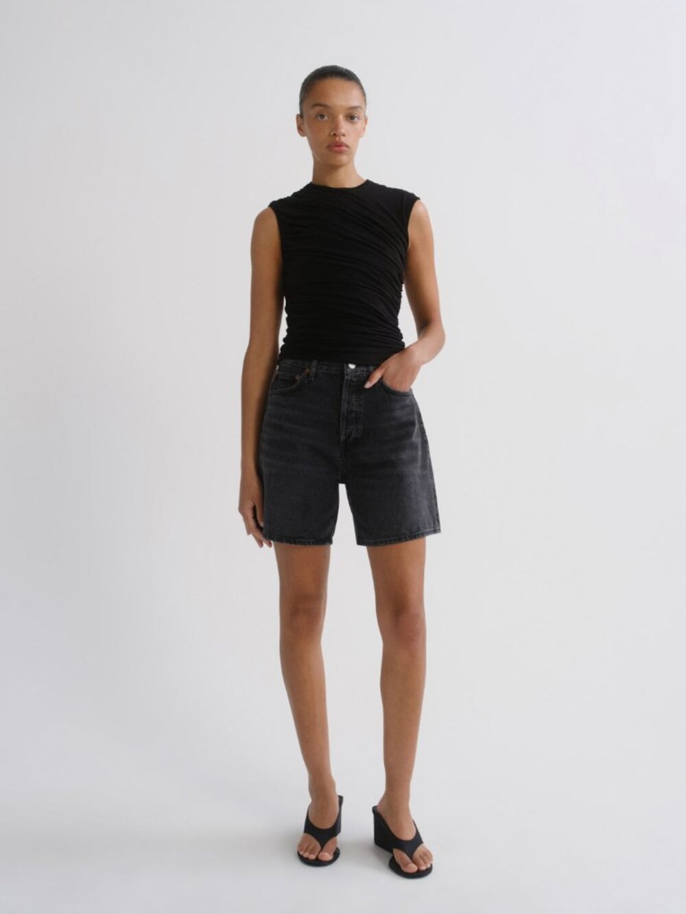AGOLDE Dame Short (Weightless) in Black - 28